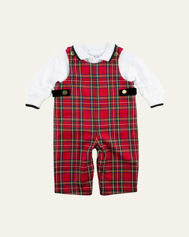 Girl's Tartan Plaid Jumpsuit & Polo, Size 6M-